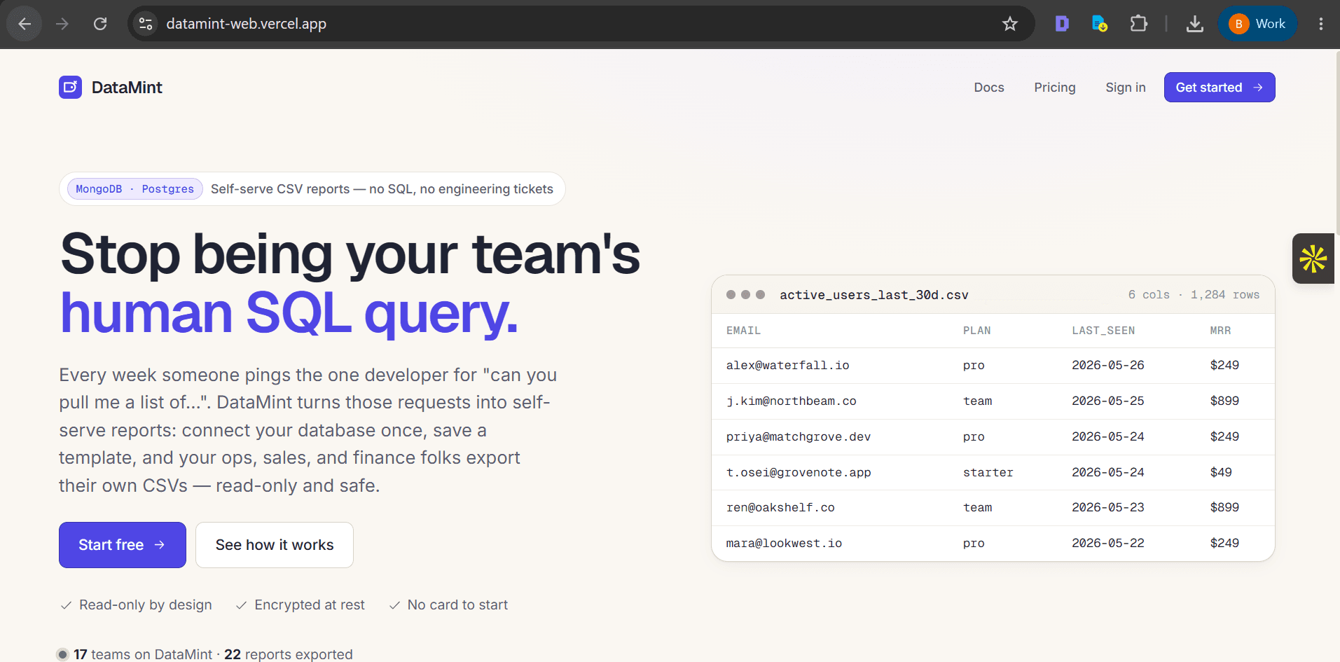 DataMint – CSV Reporting Platform