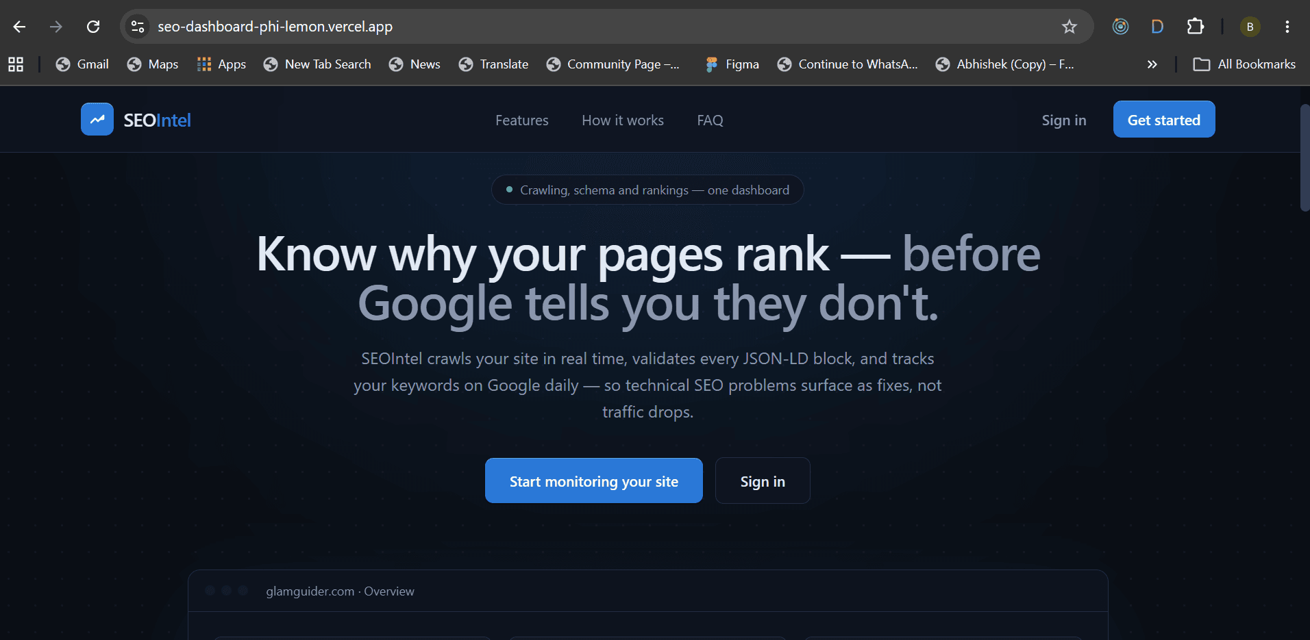 SEOIntel – SEO Analytics Dashboard